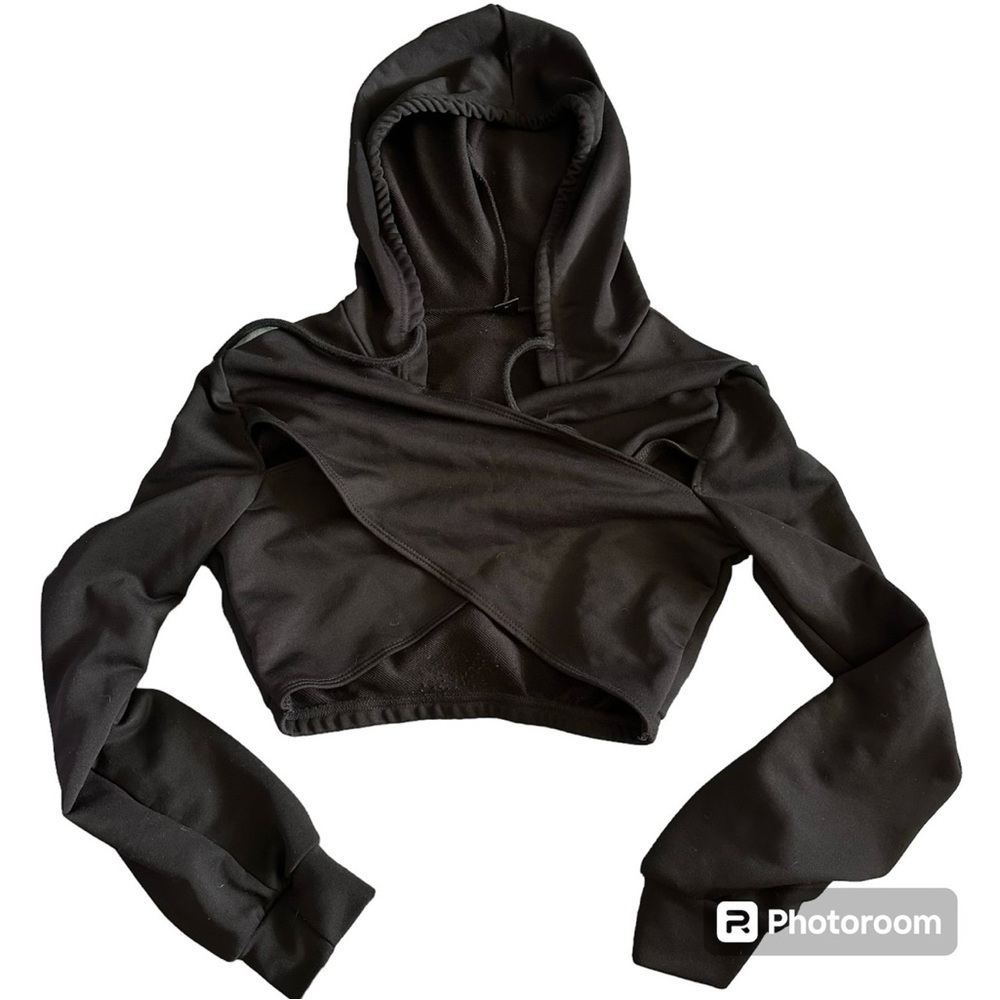Black Hooded Wrap Top (lowest price)